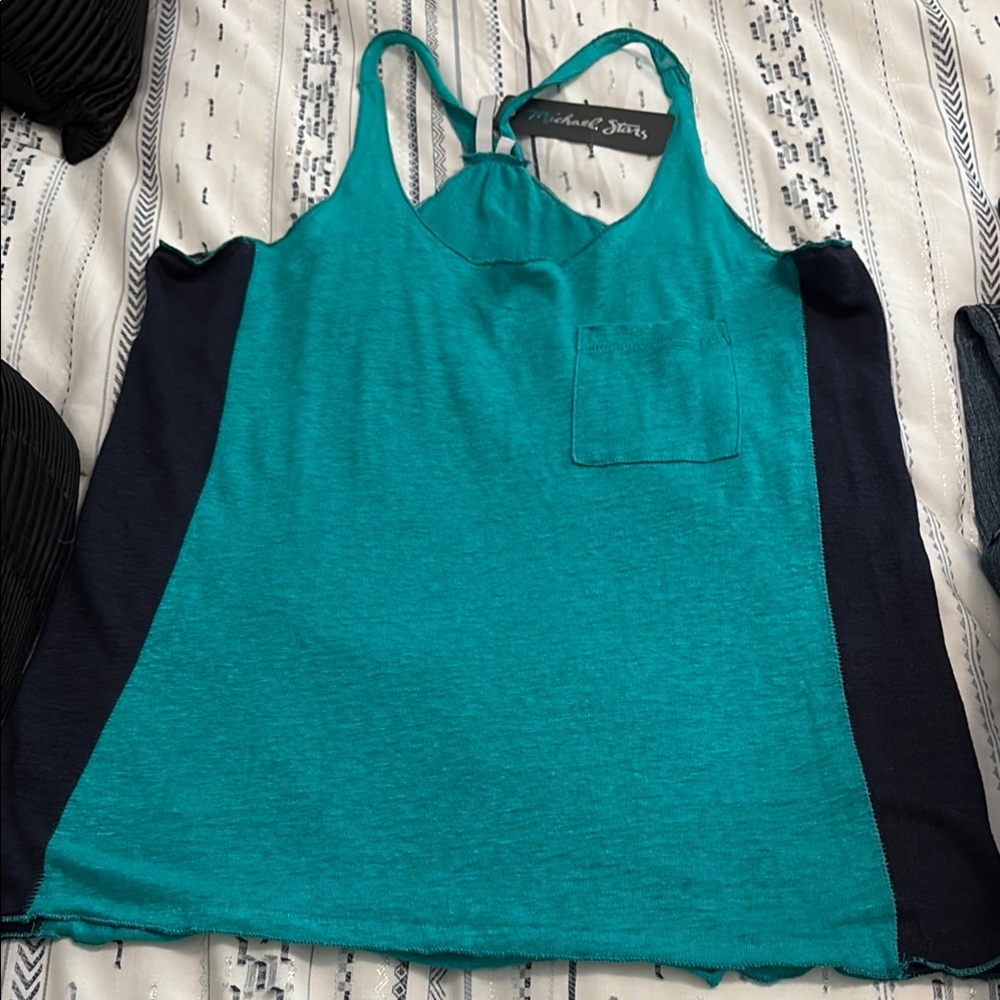 Michael Stars Teal and Navy Women's Tank Top
